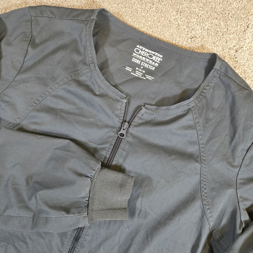 Cherokee Core Stretch Women's Scrub Jacket Pewter Size Medium Dbl Pocket